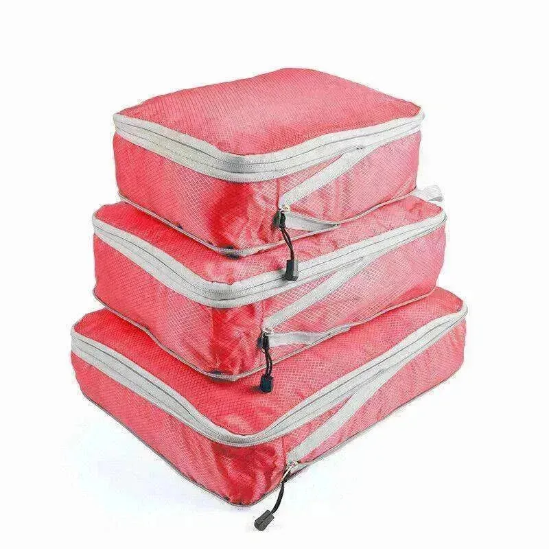 3Pcs Comp. Packing Cubes Expandable Travel Bags Organizer - Random Color