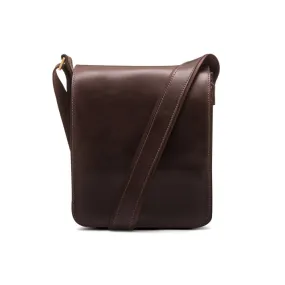 A4 Portrait Medium Leather Messenger Bag - Brown