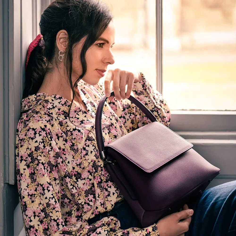 Amy Flap Over Handbag - Purple