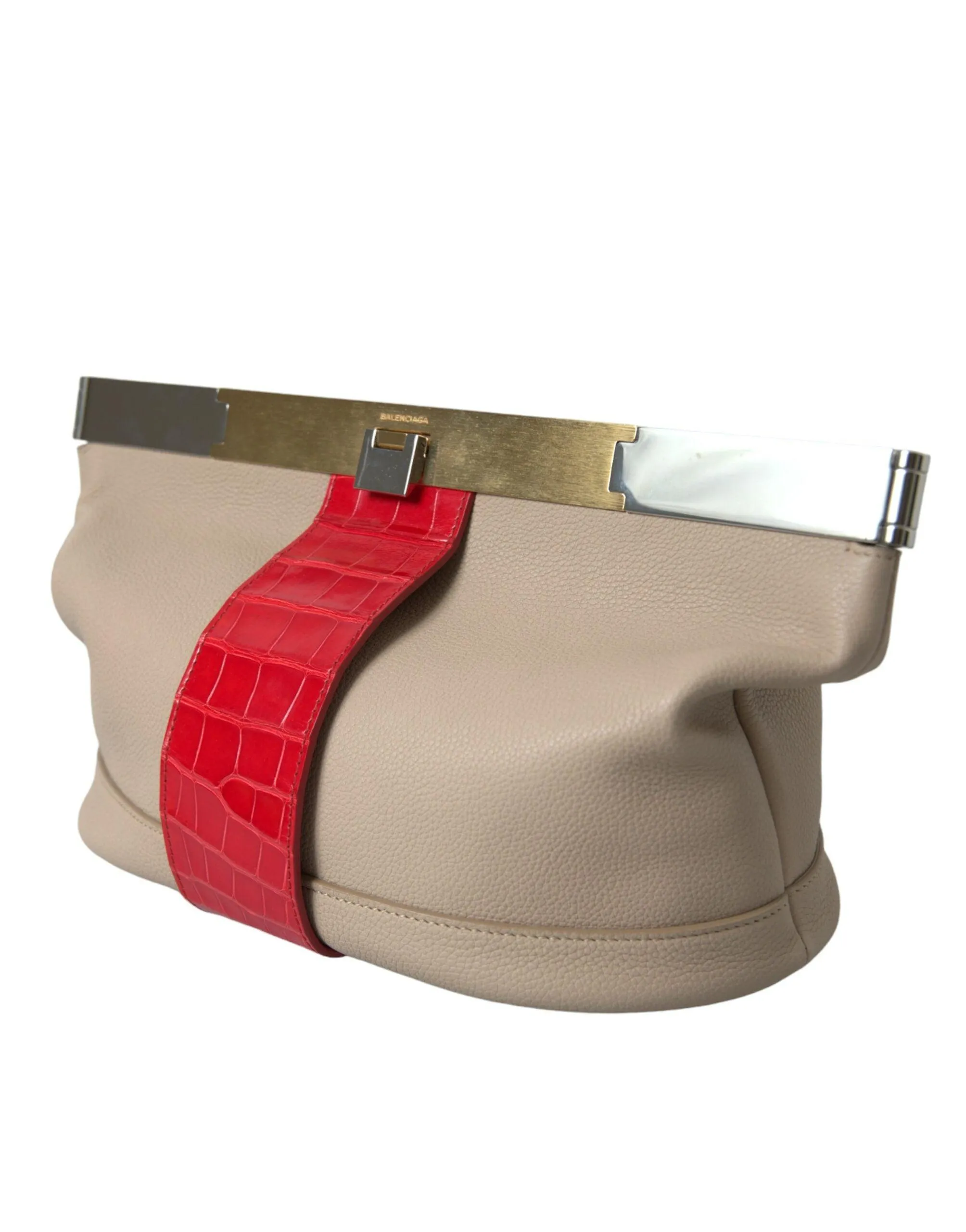 Balenciaga Two Tone Leather Clutch Bag