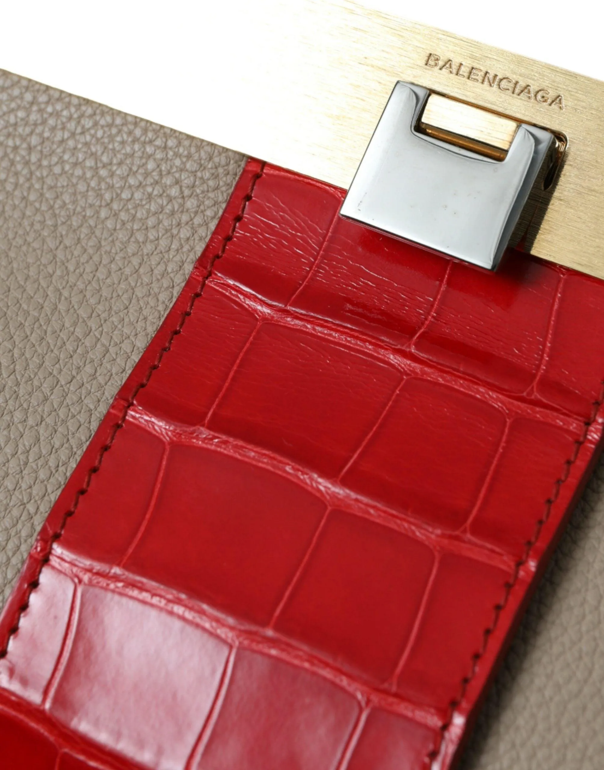 Balenciaga Two Tone Leather Clutch Bag