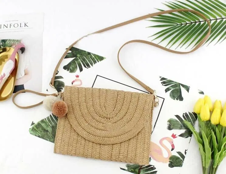 Ball Clutch Bag Messenger Straw Woven Bag
