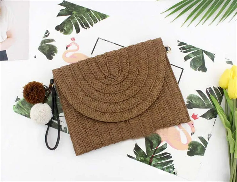 Ball Clutch Bag Messenger Straw Woven Bag
