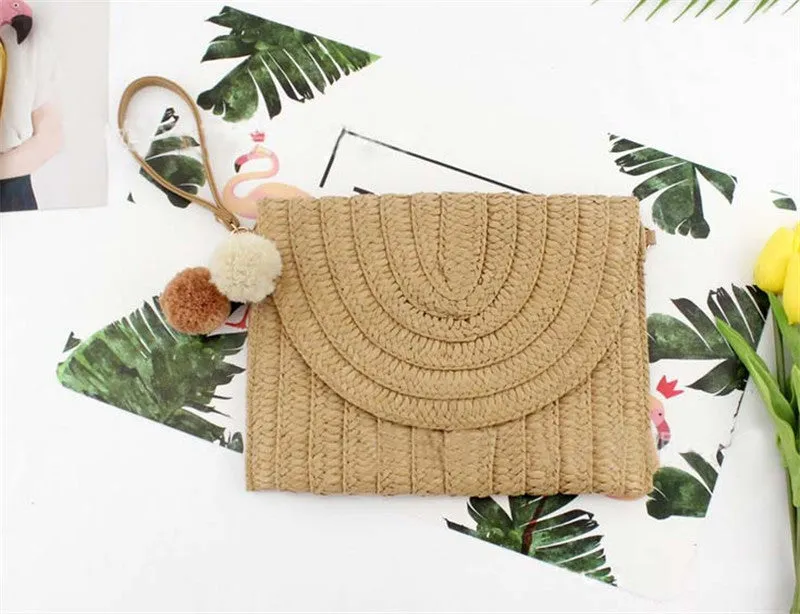 Ball Clutch Bag Messenger Straw Woven Bag