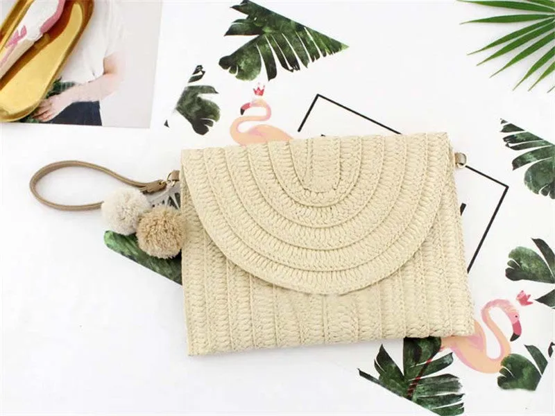 Ball Clutch Bag Messenger Straw Woven Bag