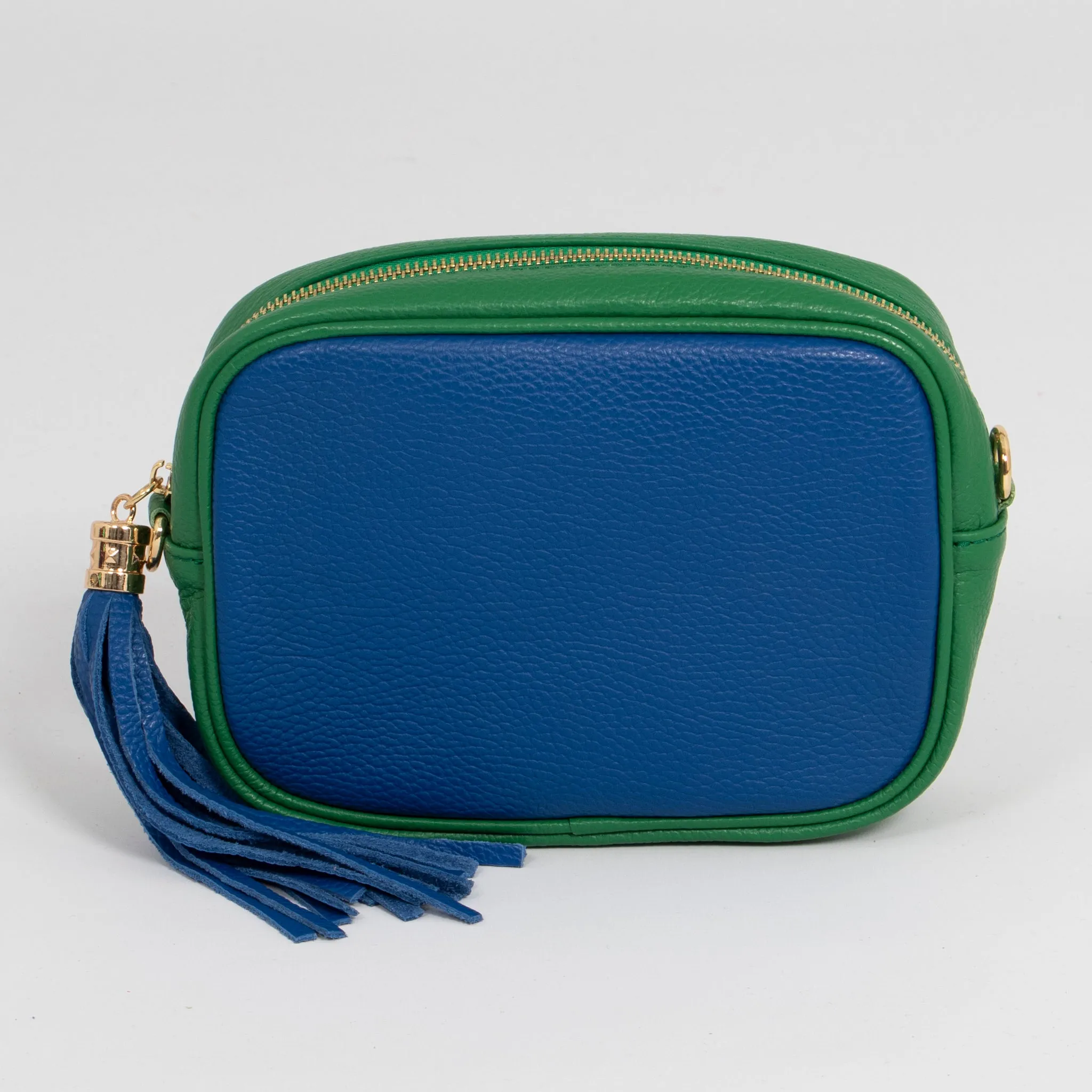 Beau - Italian Leather Crossbody Bag - Blue/Green, Pebbled