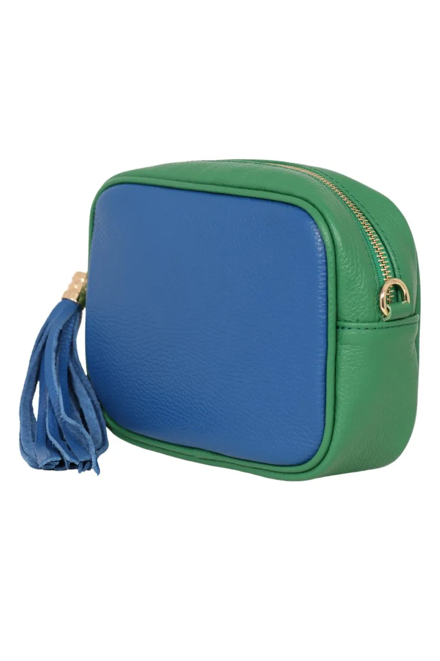 Beau - Italian Leather Crossbody Bag - Blue/Green, Pebbled