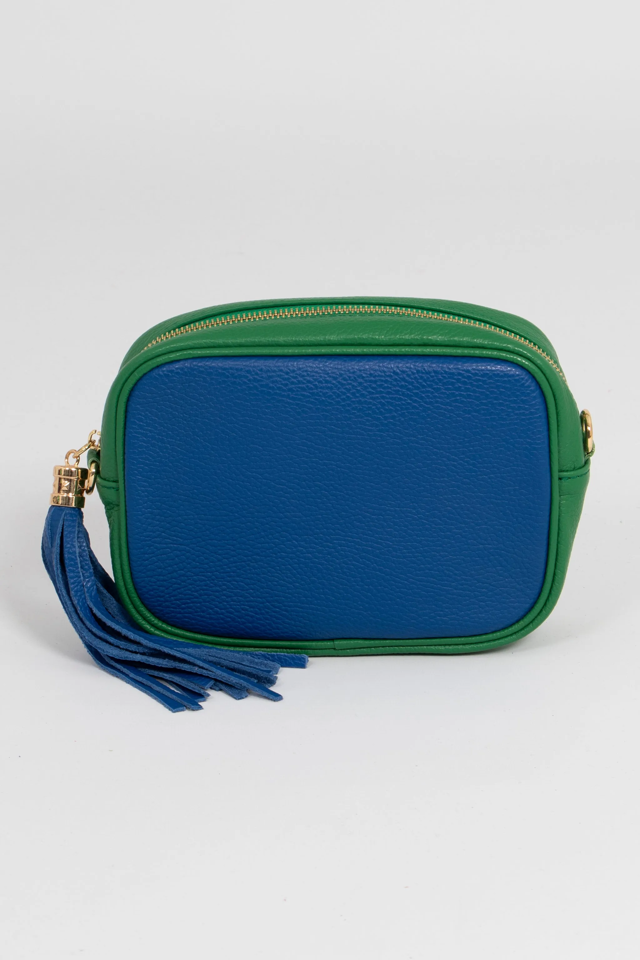 Beau - Italian Leather Crossbody Bag - Blue/Green, Pebbled