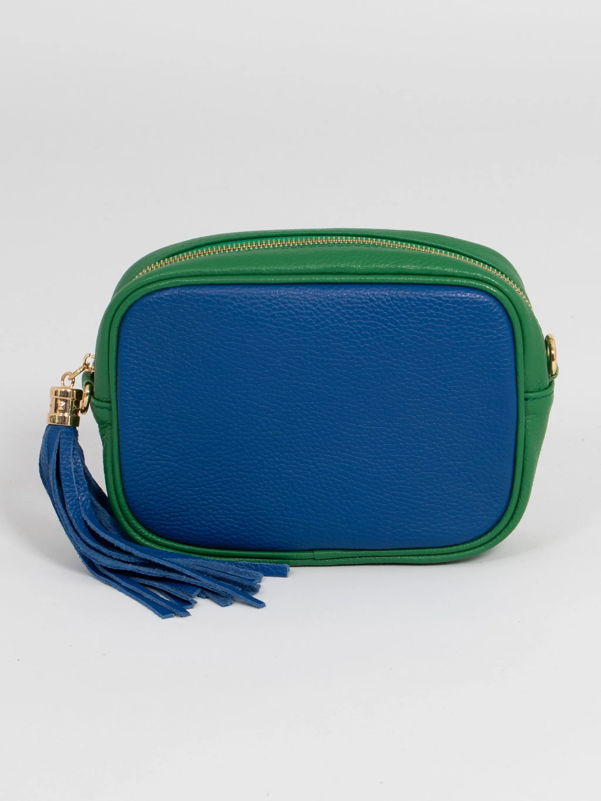 Beau - Italian Leather Crossbody Bag - Blue/Green, Pebbled