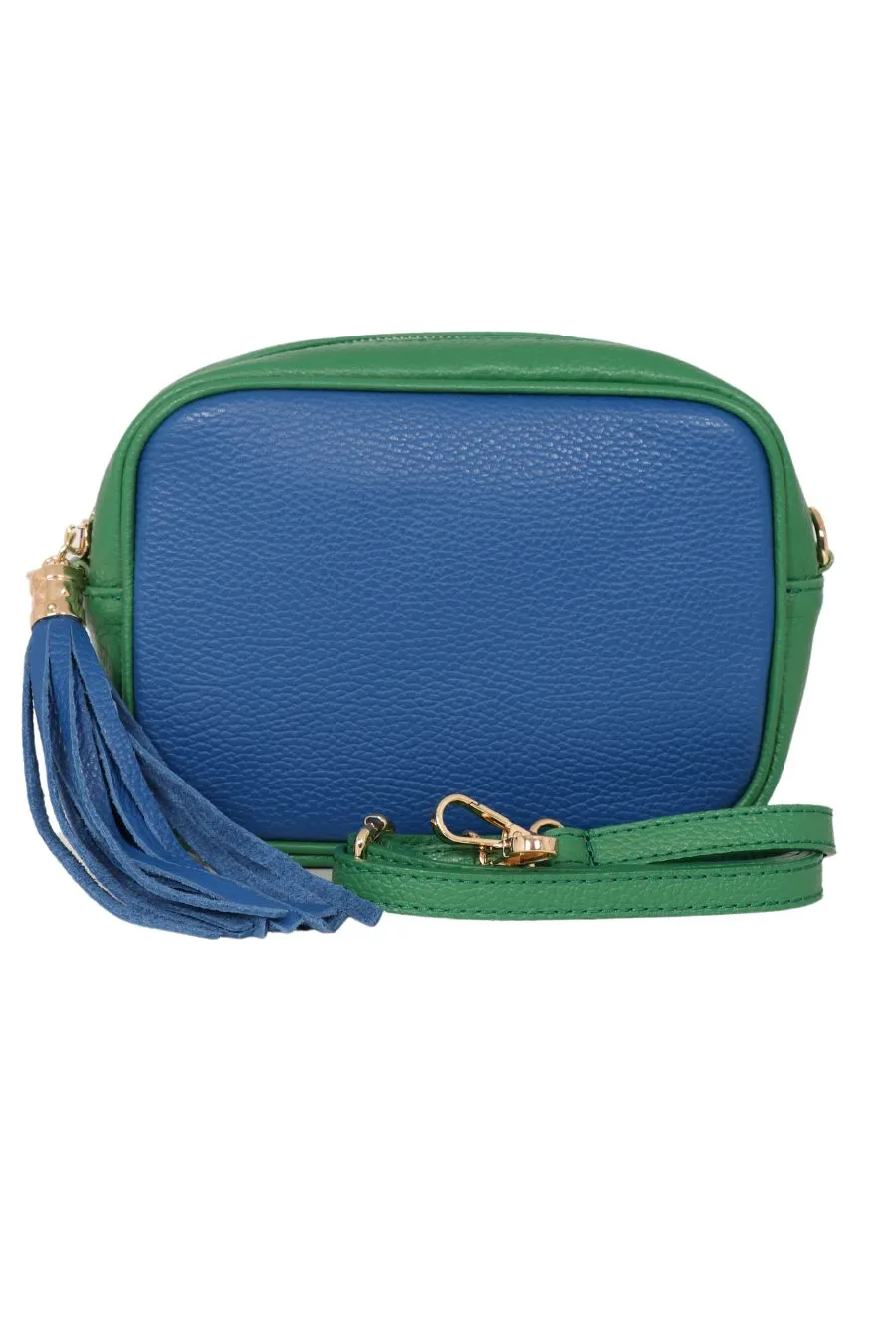 Beau - Italian Leather Crossbody Bag - Blue/Green, Pebbled