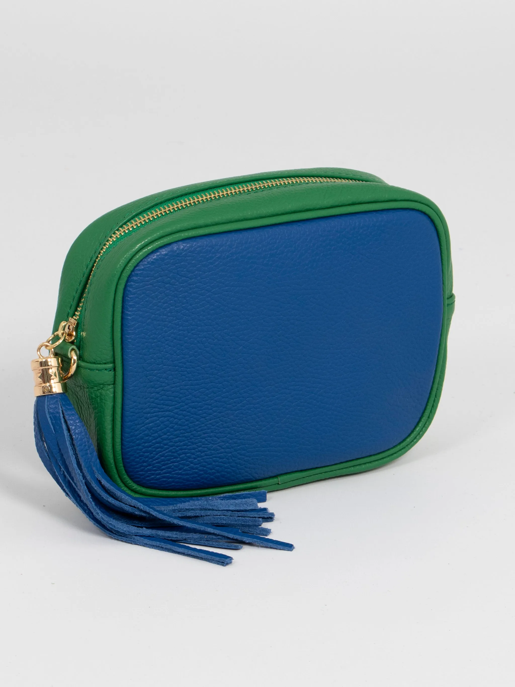Beau - Italian Leather Crossbody Bag - Blue/Green, Pebbled