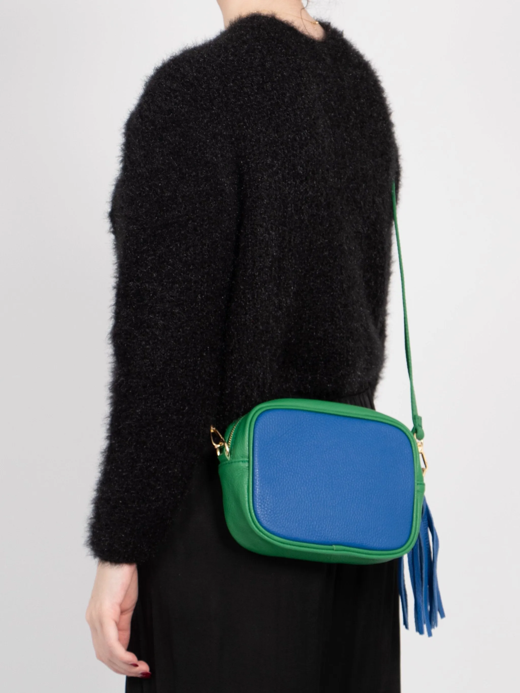 Beau - Italian Leather Crossbody Bag - Blue/Green, Pebbled