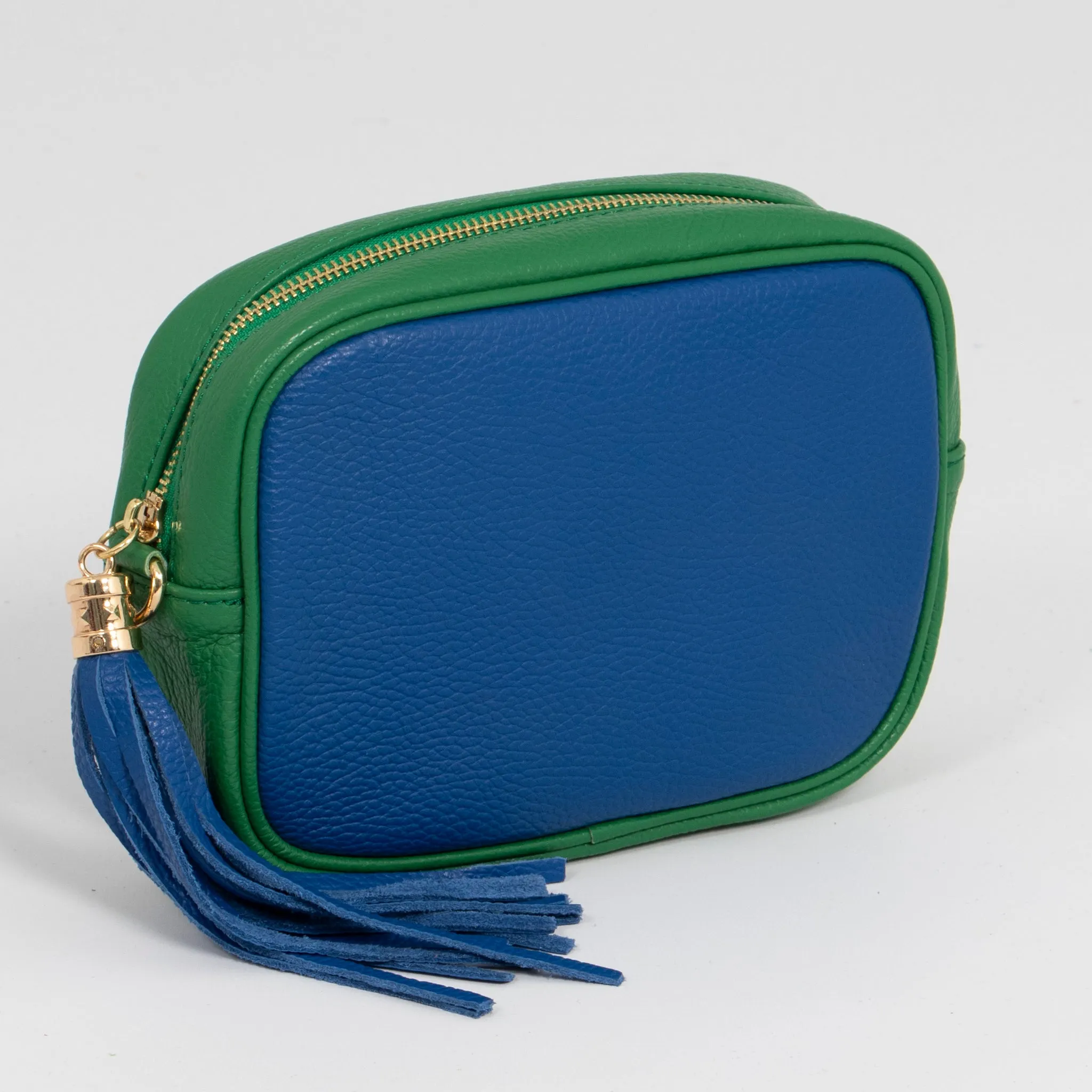 Beau - Italian Leather Crossbody Bag - Blue/Green, Pebbled