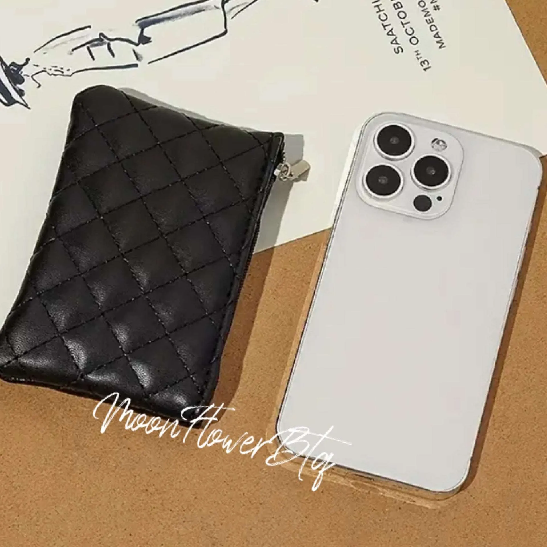 Black Diamond Quilted Card Cash Pouch
