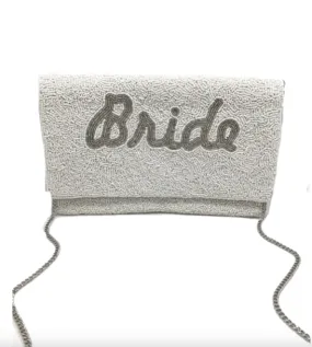 Bride Silver Beaded Clutch