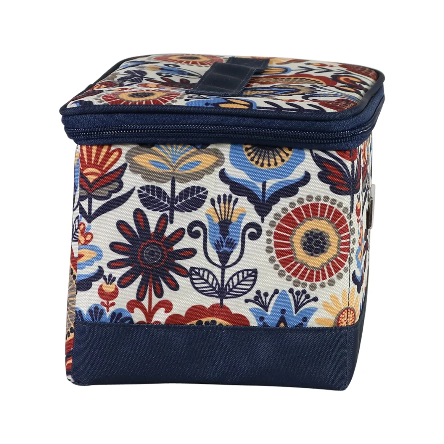 Collapsible Sewing Kit Organizer Box, Blue & Tan