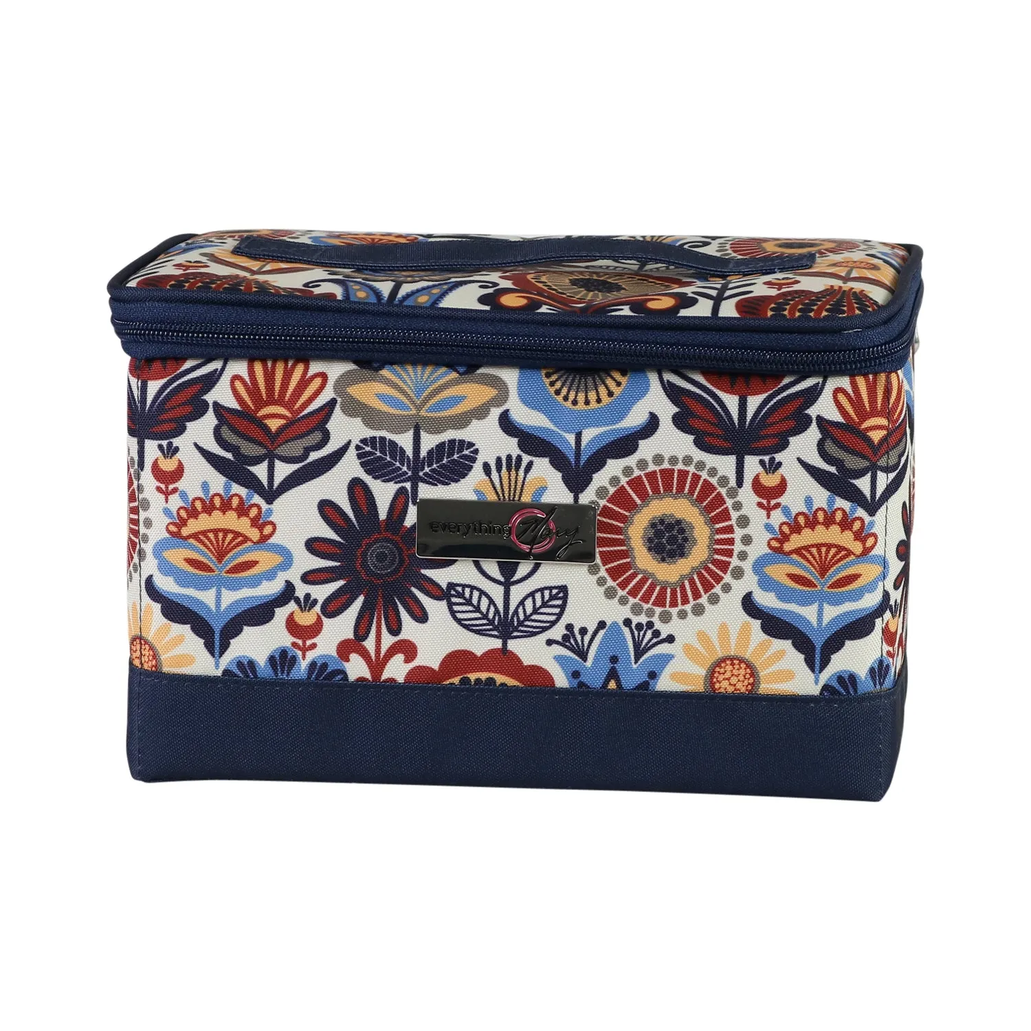 Collapsible Sewing Kit Organizer Box, Blue & Tan