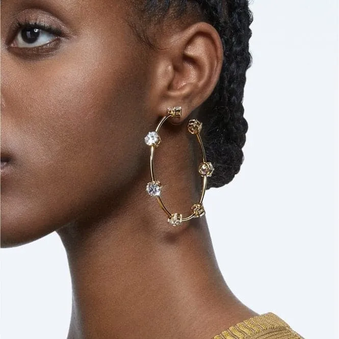 Constella Crystal Gold-tone Plated Hoop Earrings 5622722