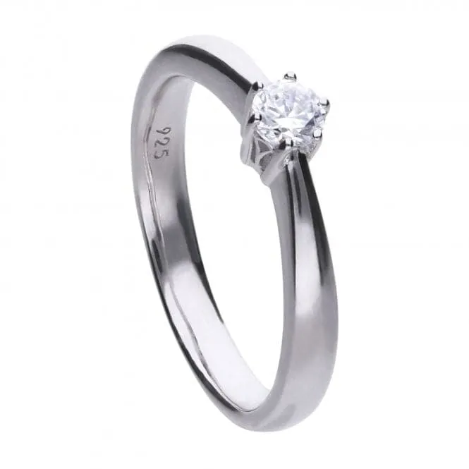 Diamonfire Silver White Solitaire Zirconia Ring R3617