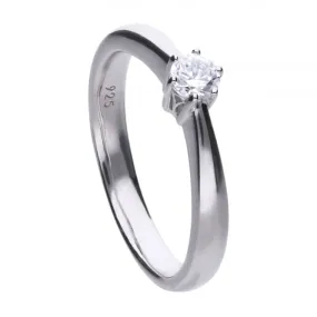Diamonfire Silver White Solitaire Zirconia Ring R3617
