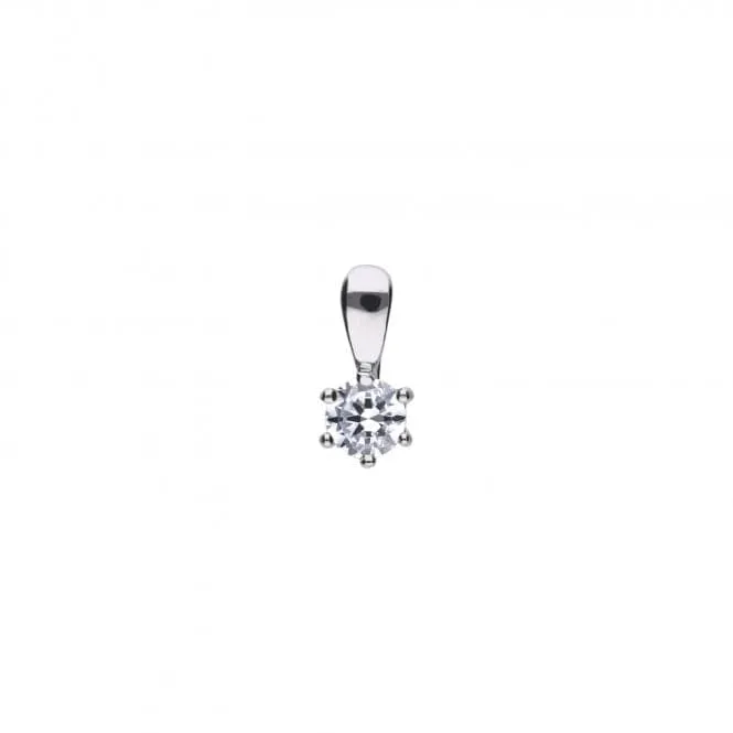 Diamonfire Silver White Zirconia Solitaire Pendant P4611