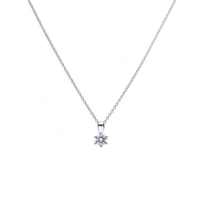 Diamonfire Silver White Zirconia Solitaire Pendant P4611