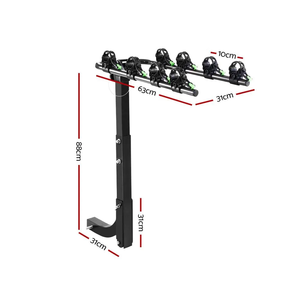 Foldable 4-Bike Hitch Carrier Rack, Heavy-Duty Steel - Giantz