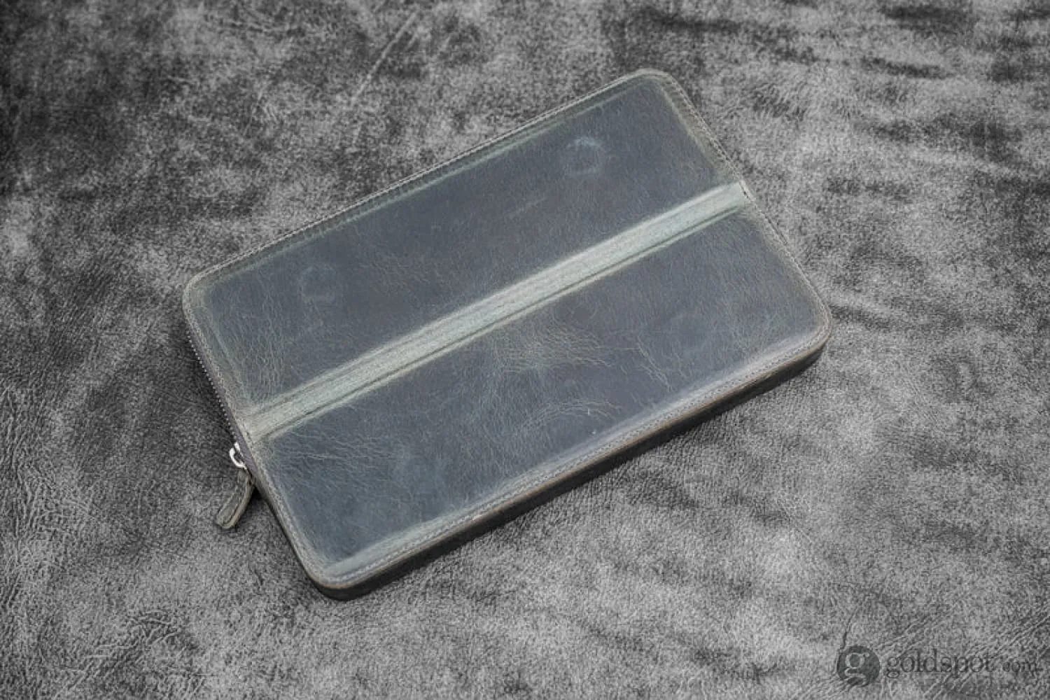 Galen Leather Zippered Magnum Opus Hard 12 Slots Pen Case in Crazy Horse Smokey Grey