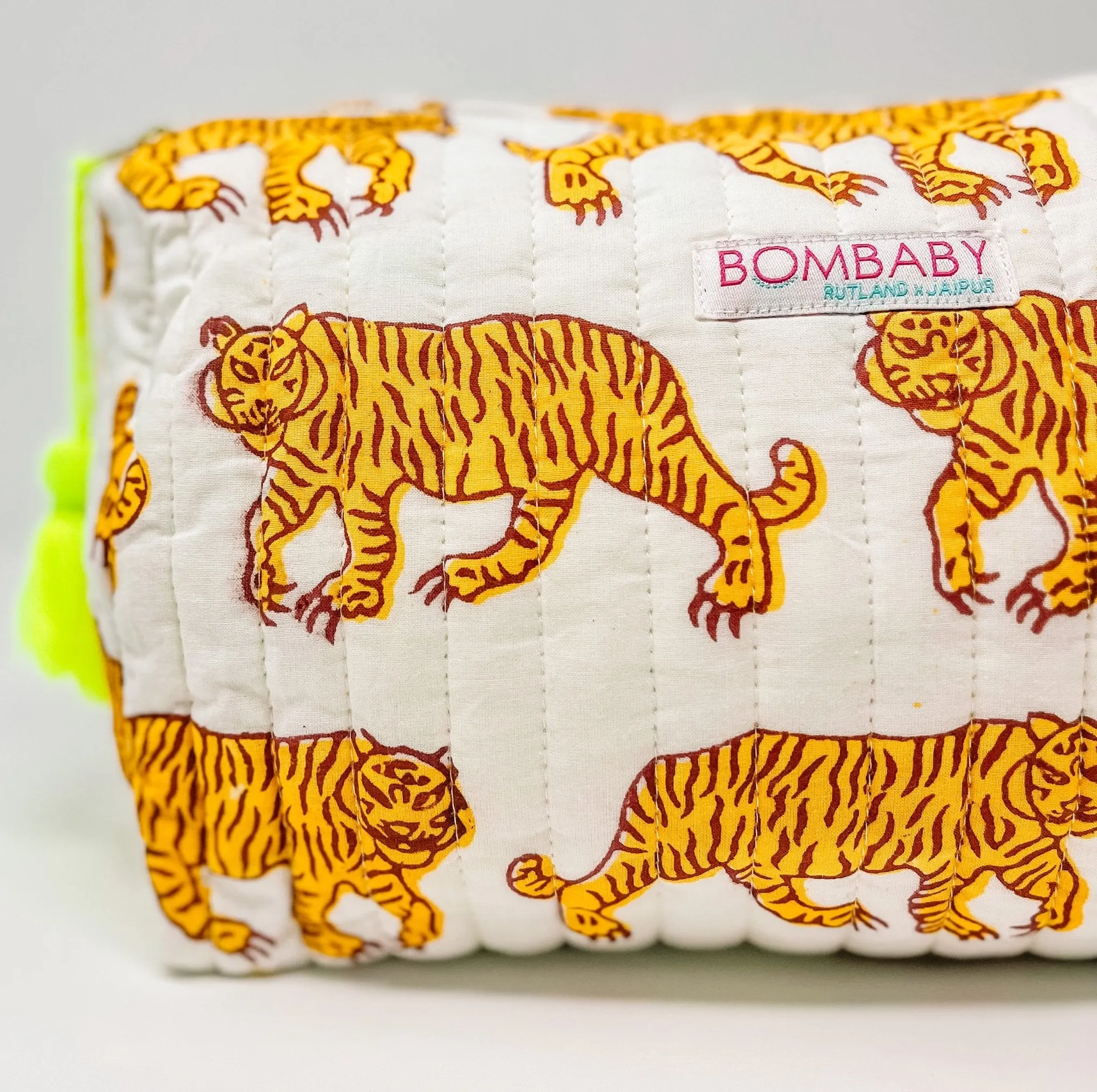 Handmade Block Print Wash Bag | Indian Tiger