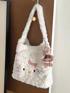 Hello Kitty Cute Plush Tote Bag for Women Kawaii Carry On