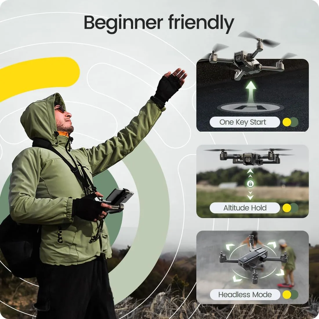 Holy Stone HS440 Foldable FPV Drone with 1080P WiFi Camera RC Quadcopter w/ Case