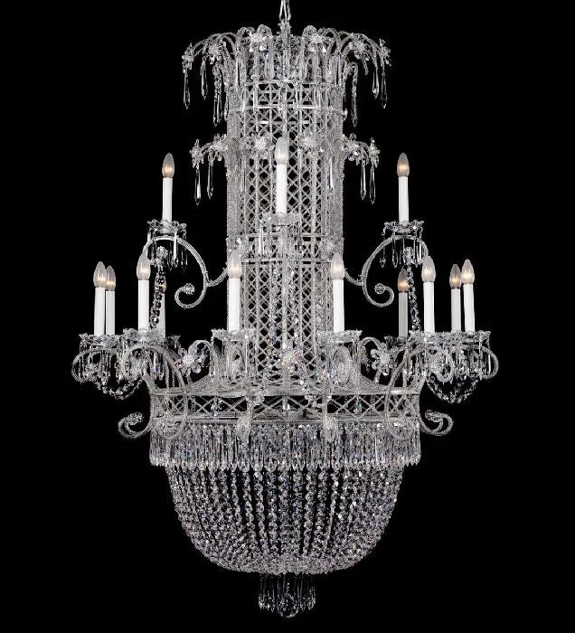 Italian 16 Light Lead Crystal Empire Chandelier