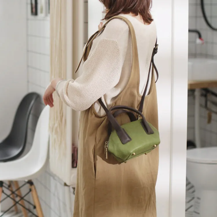Ladies Small Pink Leather Satchel Handbags Over The Shoulder Purse for Women