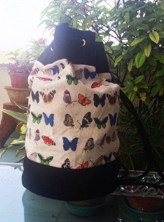 Large Canvas Duffle Bag -  Butterfly