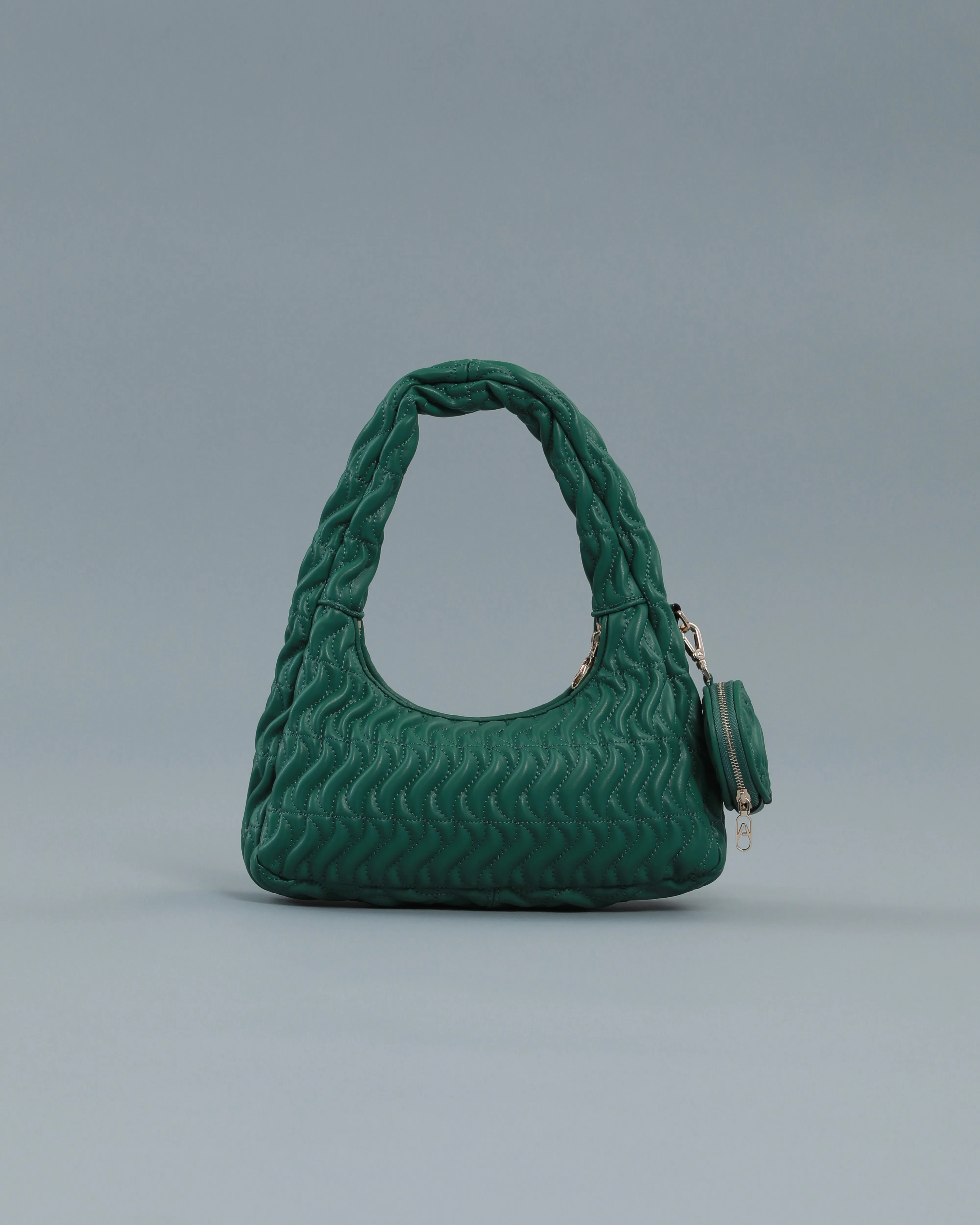 Matelassé Shoulder Bag in Green