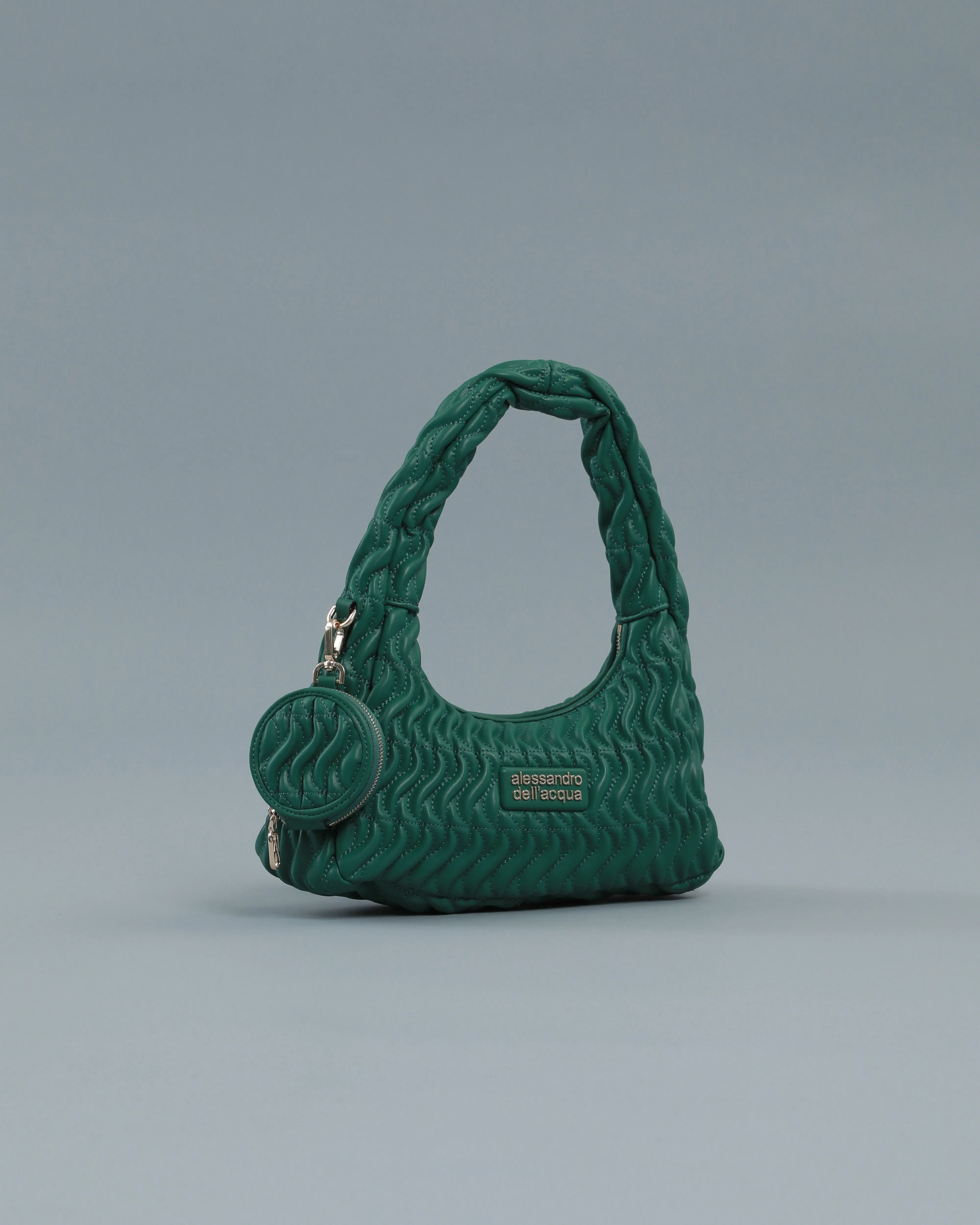 Matelassé Shoulder Bag in Green