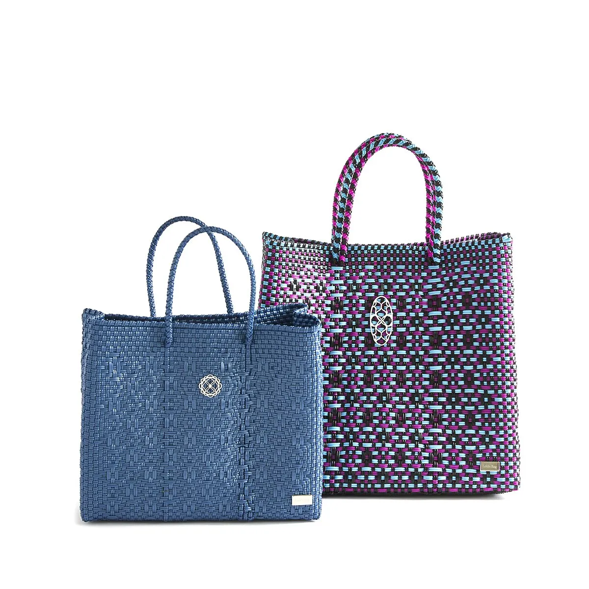 MEDIUM PINK BLUE PATTERNED TOTE BAG