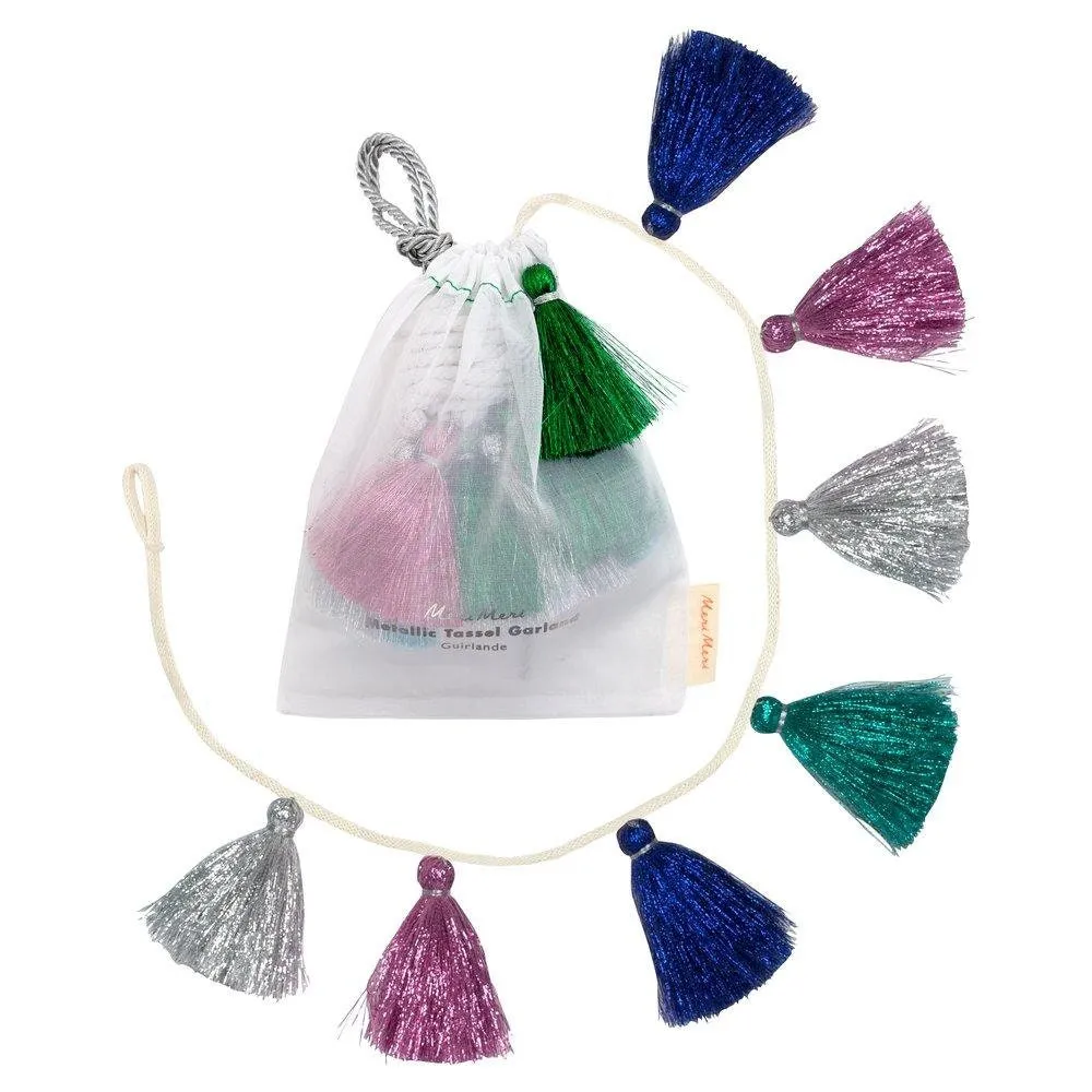 Metallic Tassel Garland, Add Some Sparkle To Your Next Party with this 10 Foot Garland including 16 Metallic Tassel Pennants by Meri Meri