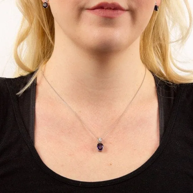 Oval Sapphire Zirconia Drop Pendant P4964