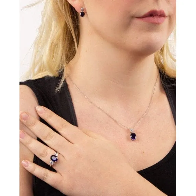 Oval Sapphire Zirconia Drop Pendant P4964