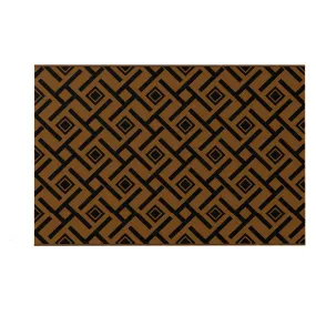 Plastic Straw Reversible RV Outdoor Rug with LED String Light, 182 x 274cm, Brown and Black