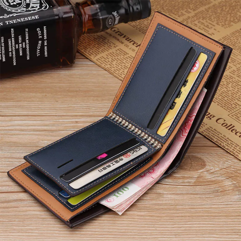 PU Leather Men Wallet Money Bag Credit Card Holders Dollar Bill Wallet Clutch Purse For Boy Use Vintage Purses Wallets Men Walet