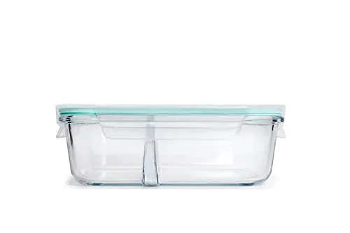 SIMPARTE Slim High Borosilicate Bakeware Safe Glass Jumbo Lunch Box with Bag for Microwave Safe & Oven Safe, Air Tight Leakproof Lunch, Tiffin Box, 1.4 Litre, Transparent