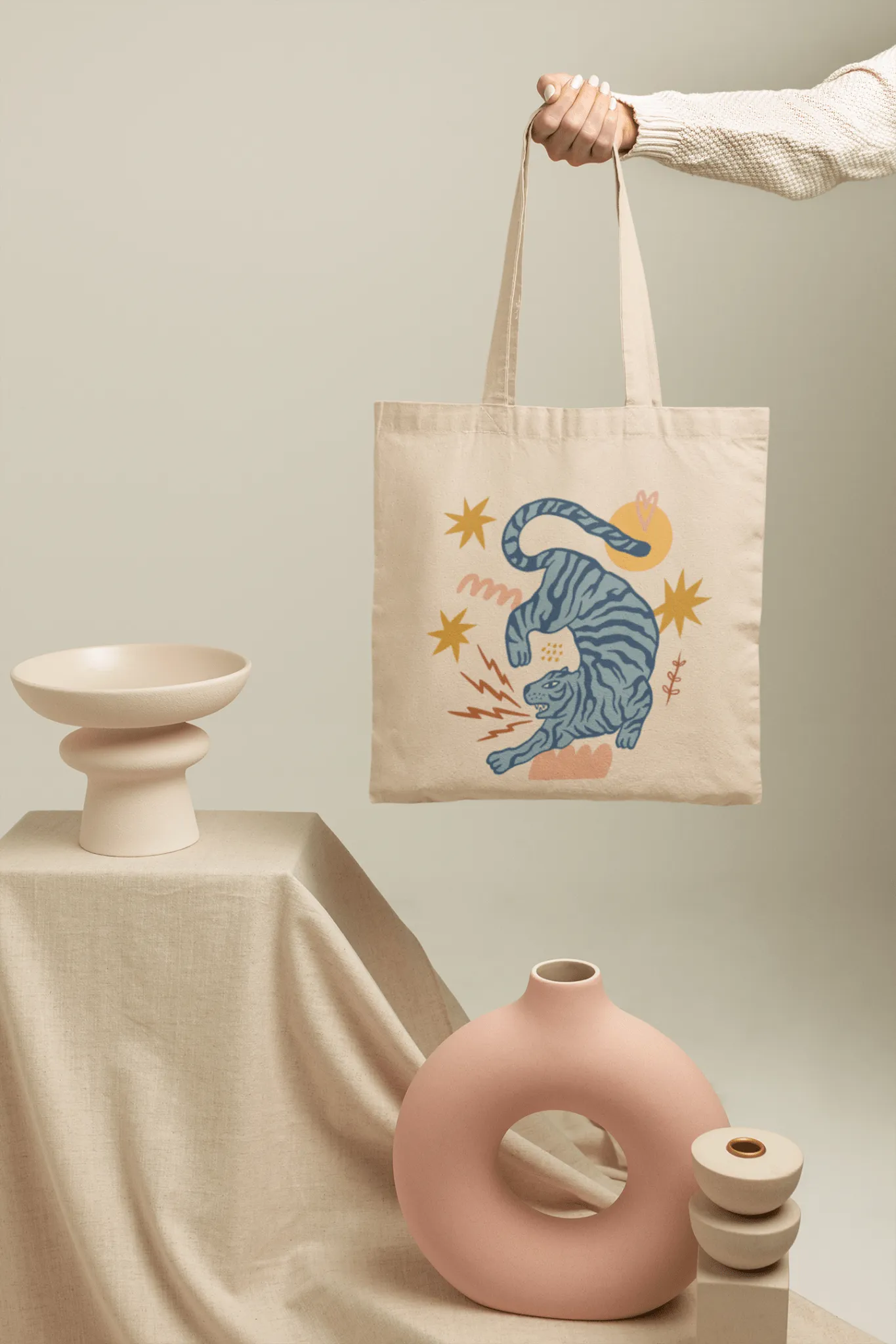 Wild Retro Tiger Tote Bag