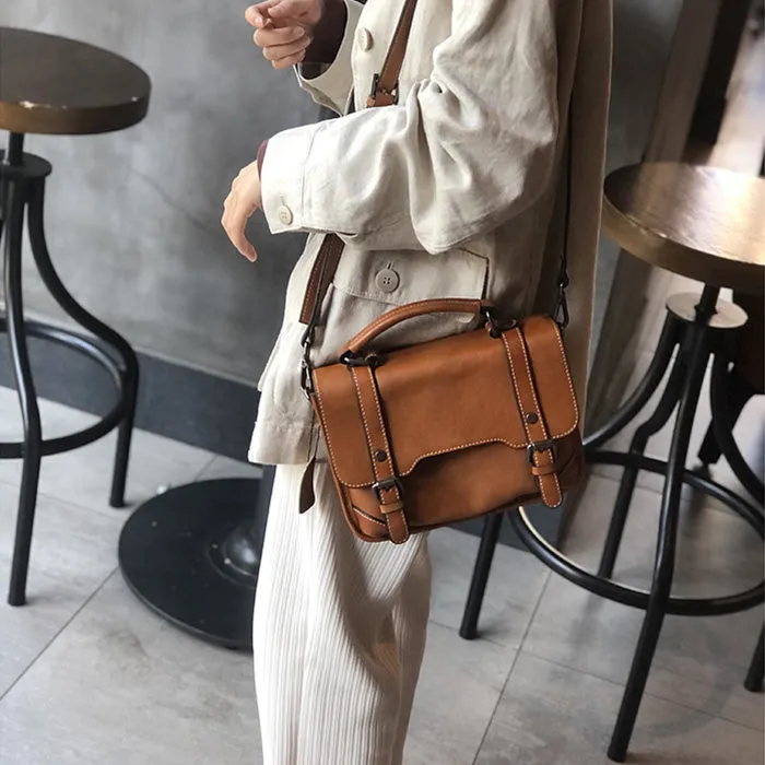 Women Brown Leather Satchels Leather Messenger Bag For Women