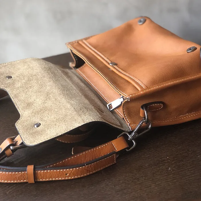 Women Brown Leather Satchels Leather Messenger Bag For Women