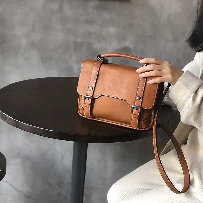 Women Brown Leather Satchels Leather Messenger Bag For Women