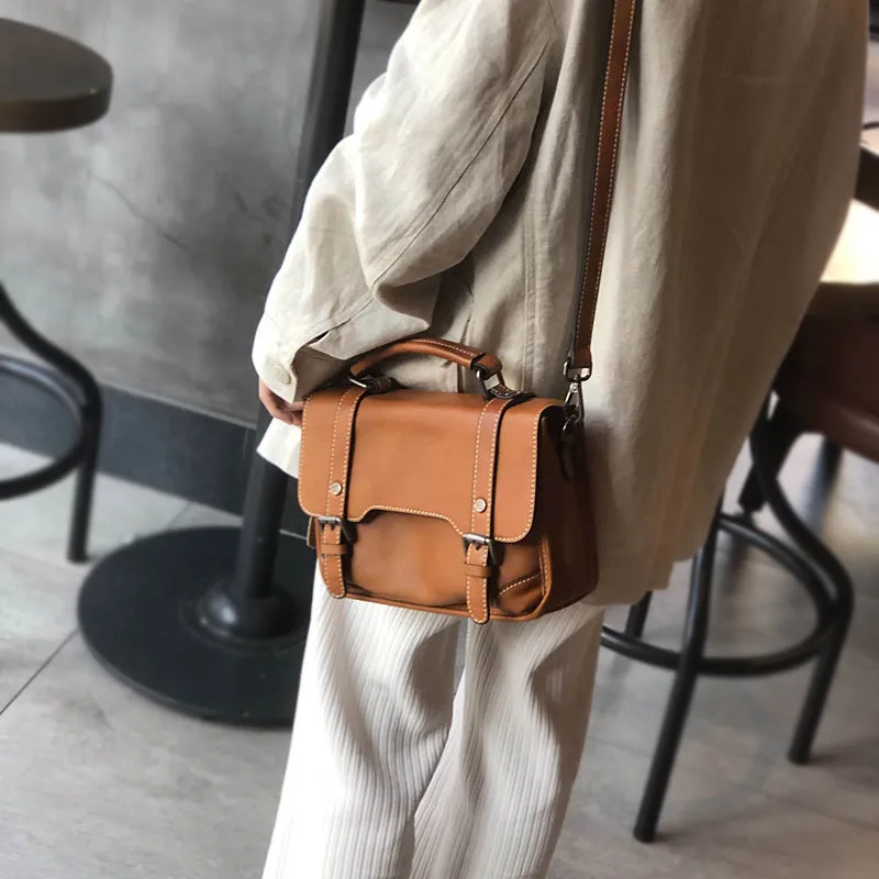 Women Brown Leather Satchels Leather Messenger Bag For Women